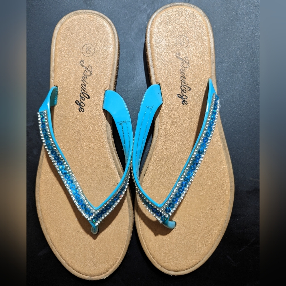 Sequined flip flops